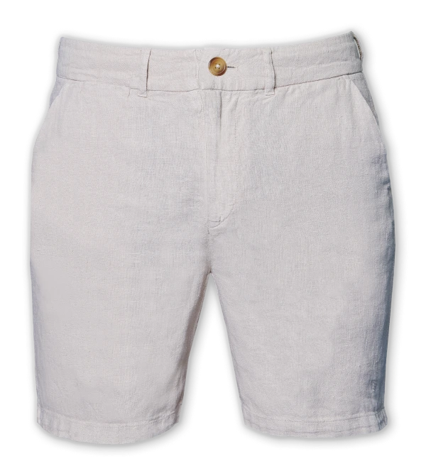 Nessuno-Short-Beige-face short en lin beige
